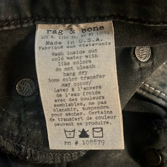 Rag & Bone The Legging Skinny Jeans in Rosebowl Black Size 28, Worn 2x - Picture 11 of 12